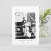 Moderne Net Getrouwd Zwart Wit Elopement Bruiloft Aankondiging (Staand voorkant)