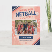 Moderne Netbal Teamfoto Coach Bedankkaart (Voorkant)