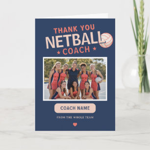 Moderne Netbal Teamfoto Coach Bedankkaart