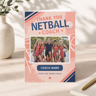Moderne Netbal Teamfoto Coach Bedankkaart