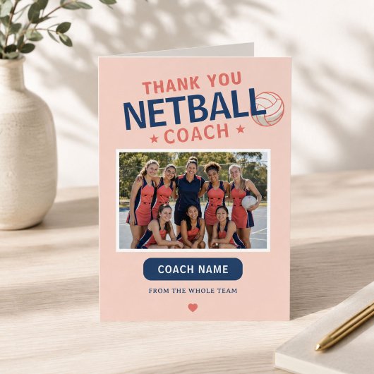 Moderne Netbal Teamfoto Coach Bedankkaart
