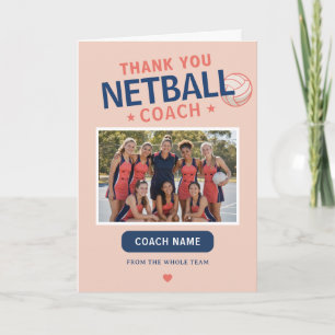 Moderne Netbal Teamfoto Coach Bedankkaart