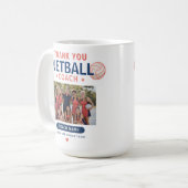 Moderne Netbal Teamfoto Coach Bedankt Koffiemok (Voorkant links)