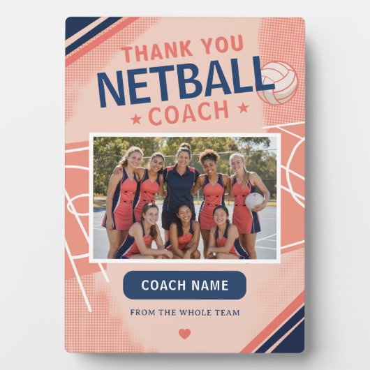 Moderne Netbal Teamfoto Coach Fotoplaat (voorkant)