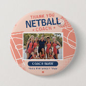 Moderne Netbal Teamfoto Coach Ronde Button 7,6 Cm (Voorkant)