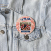 Moderne Netbal Teamfoto Coach Ronde Button 7,6 Cm (In situ)