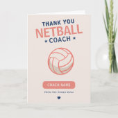 Moderne Netball Teamspeler Coach Bedankkaart (Voorkant)