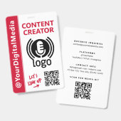 Moderne Netwerk-ID Rode Pas voor Contentmakers Badge (Voor- en achterkant)