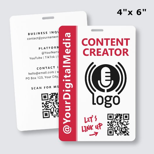 Moderne Netwerk-ID Rode Pas voor Contentmakers Badge