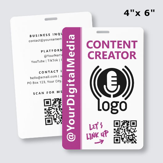 Moderne netwerkapass voor content creators - Roze Badge