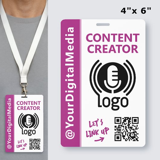 Moderne netwerkapass voor content creators - Roze Badge