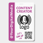 Moderne netwerkapass voor content creators - Roze Badge (Voorzijde)