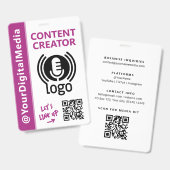 Moderne netwerkapass voor content creators - Roze Badge (Voor- en achterkant)