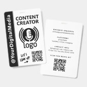 Moderne netwerkapass voor content creators - Zwart Badge (Voor- en achterkant)