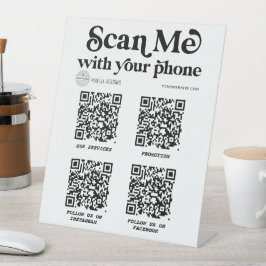 Moderne netwerken QR code Stijlvolle typografie te Reclamebord Met Voetstuk