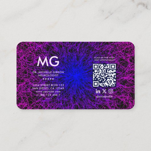 Moderne neuroloog neurowetenschapper psycholoog visitekaartje (Achterkant)