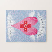 Moderne neurose roze hartslag met wolken Thankful  Legpuzzel (Horizontaal)