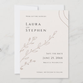 Moderne neutraal beige botanische bewaardatum kaart