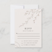 Moderne neutraal beige botanische bruiloft RSVP Ka Kaart (Voorkant)
