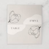 Moderne neutraal Boho Floral Wedding Place Card Plaatskaartje (Buitenkant ongevouwen)