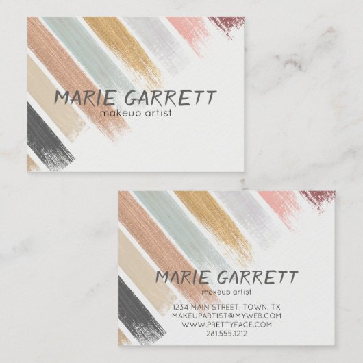 Moderne neutraal vun Waterverf penseelstreken Visitekaartje (Voorkant / Achterkant)