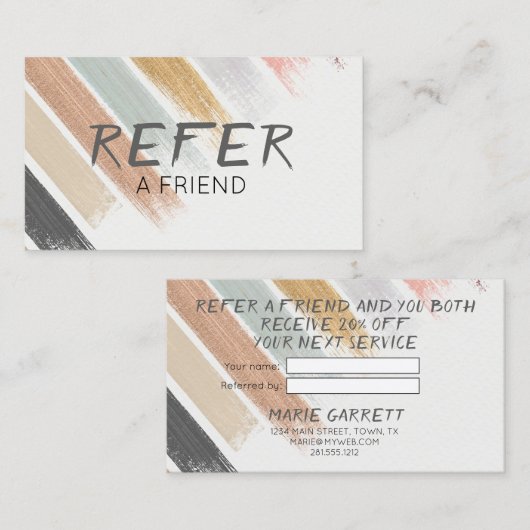 Moderne neutraal Waterverf penseelstreken Aanbevelingskaartje (Voorkant / Achterkant)