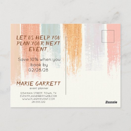 Moderne neutraal Waterverf penseelstreken Briefkaart (Achterkant)