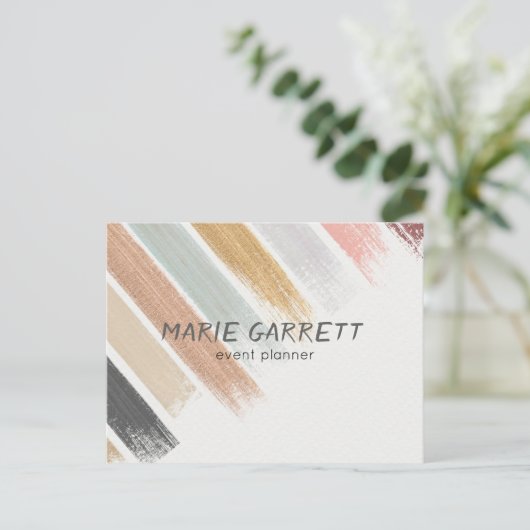 Moderne neutraal Waterverf penseelstreken Briefkaart (Staand voorkant)