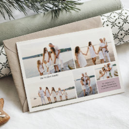 Moderne Neutral 5 foto Elegant Dubbelzijdig Feestdagenkaart
