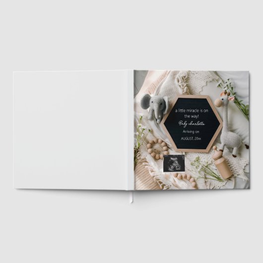 Moderne Neutral boho baby fotoboek aandenken Gastenboek (Volledig)