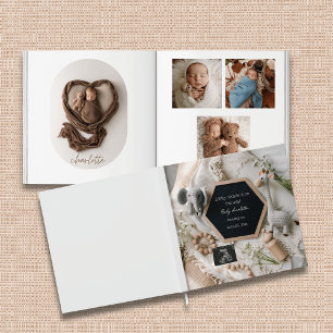 Moderne Neutral boho baby fotoboek aandenken Gastenboek