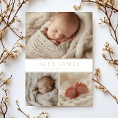 Moderne Neutral Boho Fotocollage Baby Geboorte Aankondiging