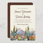 Moderne Neutral Desert Cactus Landschap Wedding Kaart (Voorkant / Achterkant)
