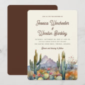 Moderne Neutral Desert Cactus Landschap Wedding Kaart (Voorkant / Achterkant)