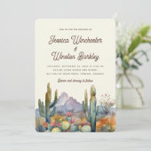 Moderne Neutral Desert Cactus Landschap Wedding Kaart (Staand voorkant)
