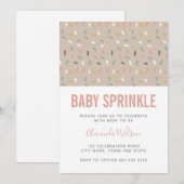 Moderne Neutral Pink Baby Girl Sprinkle Uitnodigin Kaart (Voorkant / Achterkant)