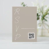 Moderne Neutral Wedding QR-code RSVP Kaartje (Staand voorkant)