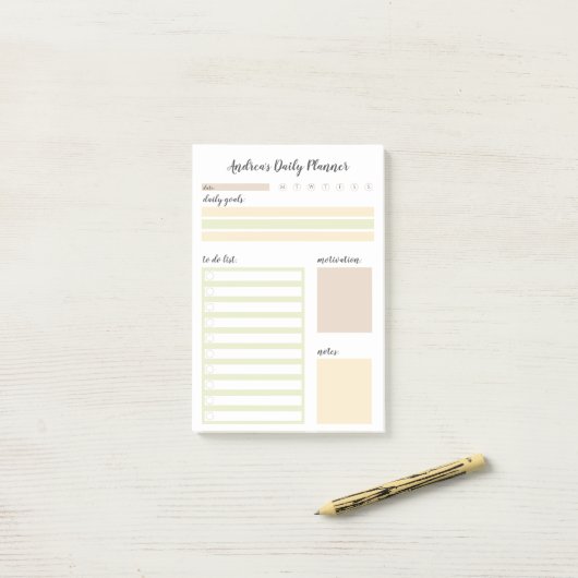 Moderne, neutrale, aangepaste dagelijkse planner post-it® notes (Op bureau)