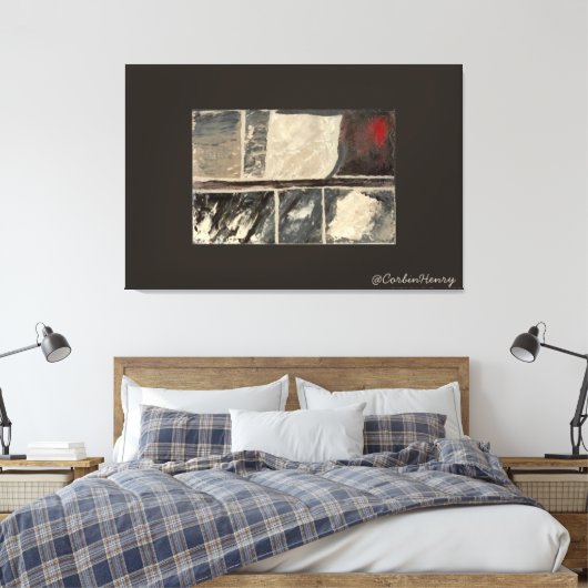 Moderne Neutrale Abstracte Getextureerde Kunst Canvas Afdruk (Insitu (Slaapkamer))