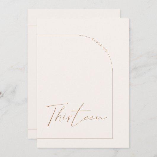 Moderne Neutrale Arch Tabel Dertien Tabel Aantal Kaart (Voorkant / Achterkant)