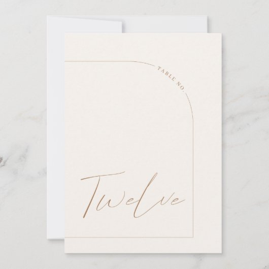 Moderne Neutrale Arch Table Twaalf Table Number Kaart (Achterkant)