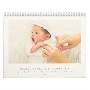 Moderne Neutrale Baby Geboorteaankondiging 2026 Kalender