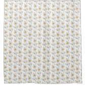 Moderne neutrale beige rozen floreel patroon douchegordijn (Voorkant)