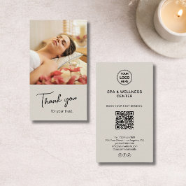 Moderne neutrale beige spa wellness bedankkaart visitekaartje