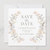 Moderne Neutrale Bloemige Save The Date Foto Uitno (Voorkant)