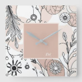 Moderne Neutrale Boho Bruine Esthetiek Vierkante Klok (Voorkant)