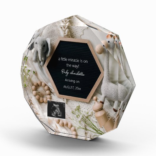 Moderne Neutrale Boho zwangerschapsaankondiging Fotoblokken (Rechts)