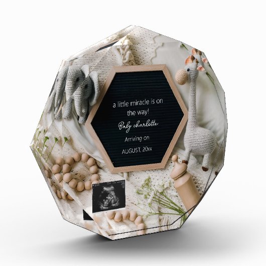 Moderne Neutrale Boho zwangerschapsaankondiging Fotoblokken (Links)