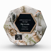 Moderne Neutrale Boho zwangerschapsaankondiging Fotoblokken (Voorkant)