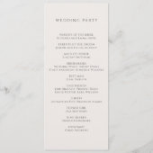 Moderne Neutrale Botanische Huwelijksprogramma's Programmakaart (Achterkant)